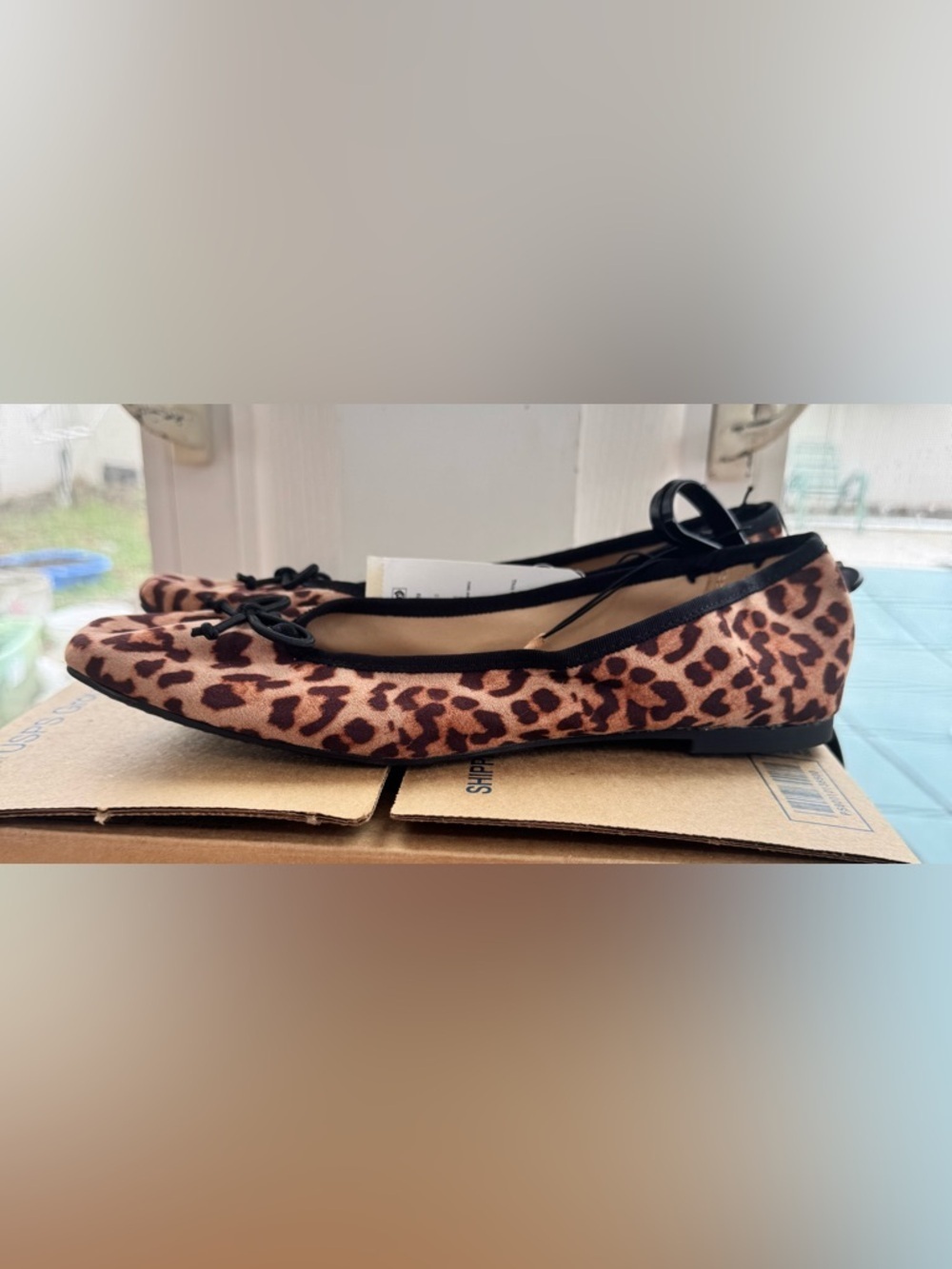 Time and Tru Women's Leopard Print Ballet Flats Size 9.5 NWT Memory Foam Bow - Picture 1 of 6